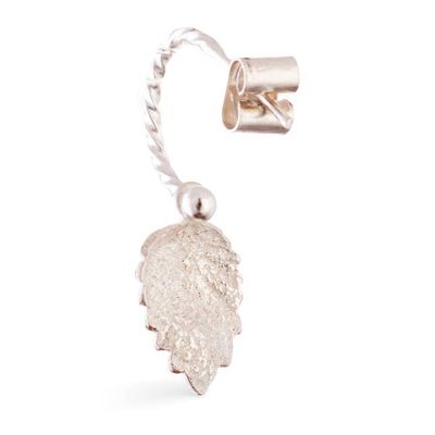 Alternate image for Sterling Silver Half-Hoop Earrings with Textured Leaf Design Andean Leaves