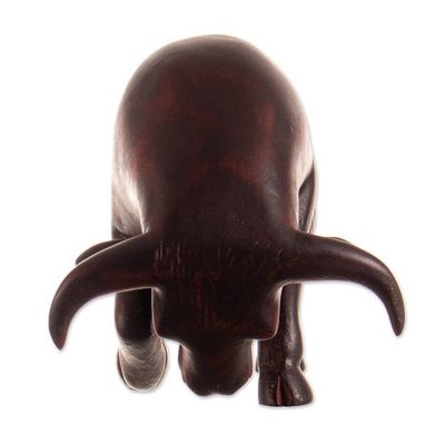 Alternate image for Hand-Carved Dark Brown Cedarwood Bull Sculpture from Peru Andean Bravery