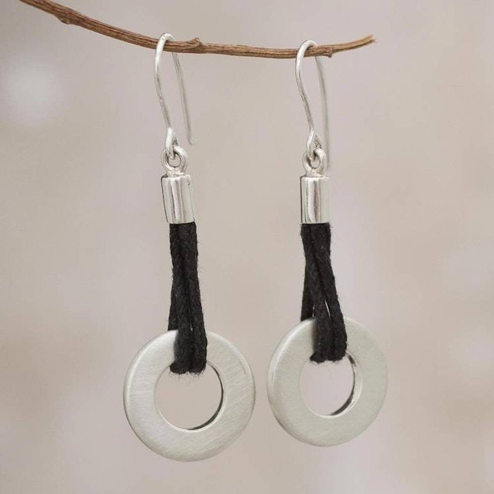 Sterling silver dangle earrings 'Perfect Circles'