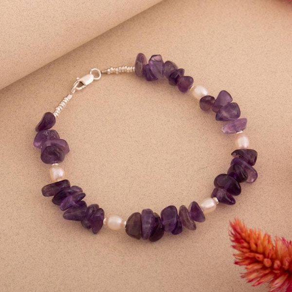 Alternate image for High-Polished Amethyst and Cultured Pearl Beaded Bracelet Amulets of Lima