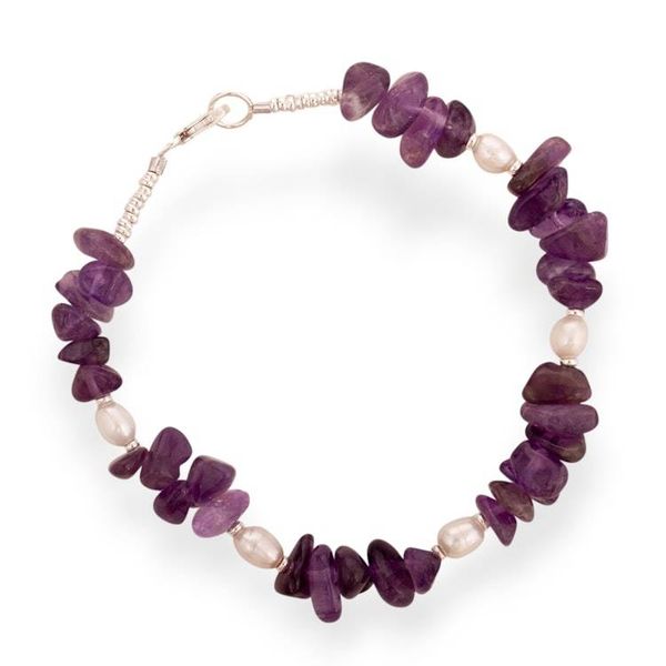 Alternate image for High-Polished Amethyst and Cultured Pearl Beaded Bracelet Amulets of Lima