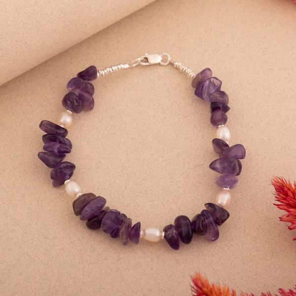 Alternate image for High-Polished Amethyst and Cultured Pearl Beaded Bracelet Amulets of Lima