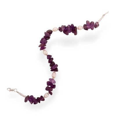 Alternate image for High-Polished Amethyst and Cultured Pearl Beaded Bracelet Amulets of Lima