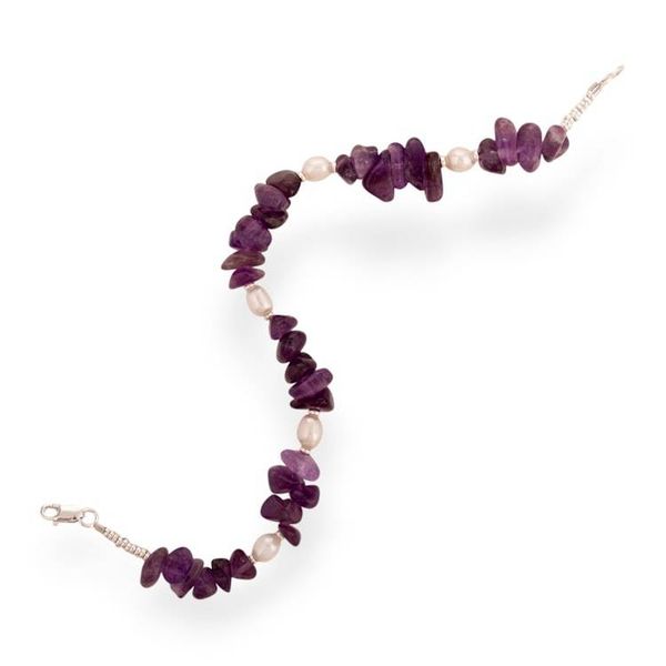 Alternate image for High-Polished Amethyst and Cultured Pearl Beaded Bracelet Amulets of Lima