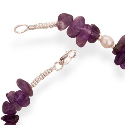 Alternate image for High-Polished Amethyst and Cultured Pearl Beaded Bracelet Amulets of Lima