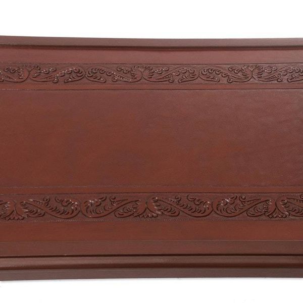 Alternate image for Hand Crafted Contemporary Wood Leather Coffee Table Fern Garland