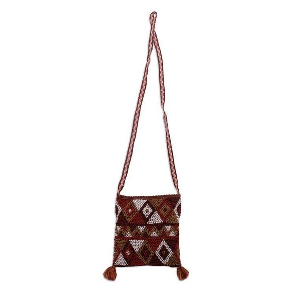 Alternate image for Brown Textured Handwoven Alpaca Blend Morral Shoulder Bag Earth Dove