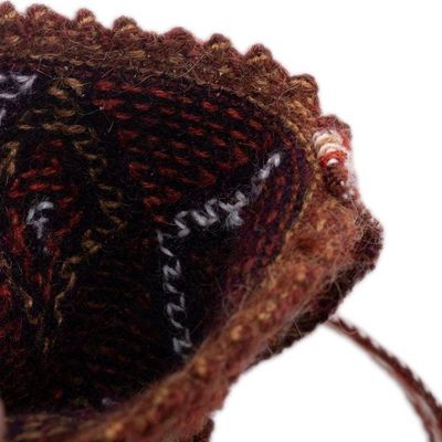 Alternate image for Brown Textured Handwoven Alpaca Blend Morral Shoulder Bag Earth Dove