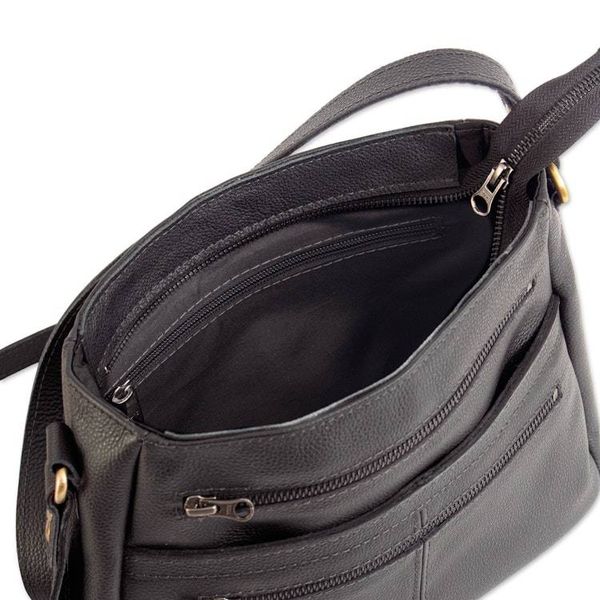 Alternate image for Minimalist Black Leather Sling Bag with Adjustable Strap Andean Evening