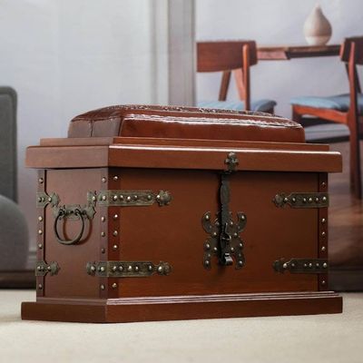 Primary image for Unique Traditional Wood Leather Chest Trunk Village Country Collection