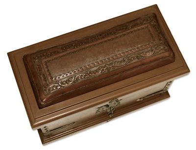 Alternate image for Unique Traditional Wood Leather Chest Trunk Village Country Collection