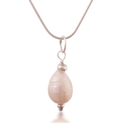 Alternate image for Silver Pendant Necklace with Natural Cream Cultured Pearl Moonbeam Marvel