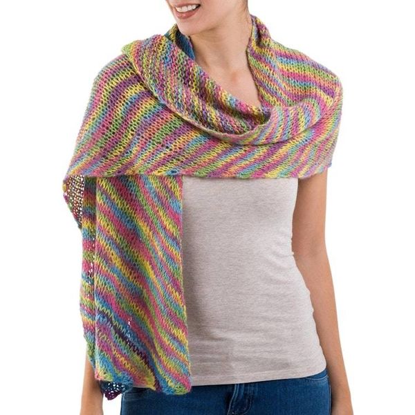 Alternate image for Naturally Colored Alpaca Wool Scarf by Peruvian Artisans Natural Color