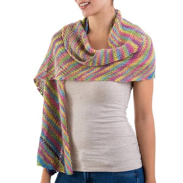 Alternate image for Naturally Colored Alpaca Wool Scarf by Peruvian Artisans Natural Color