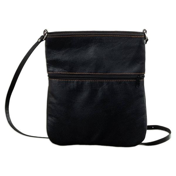 Alternate image for Handcrafted Brown and Black Leather Sling with Wool Accent Andina