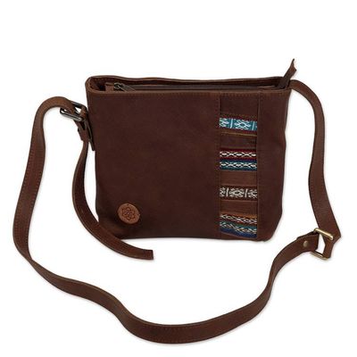 Alternate image for Peruvian Artisan Crafted Brown Leather Shoulder Bag Sunday Walk