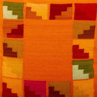 Alternate image for Colorful Hand-Woven Wool Cushion with Geometric Motifs Sun Cover