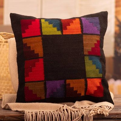 Primary image for Multicolored Hand-Woven Wool Cushion with Geometric Motifs Geometric Style