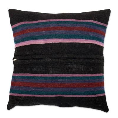 Alternate image for Multicolored Hand-Woven Wool Cushion with Geometric Motifs Geometric Style