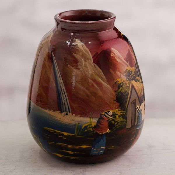 Alternate image for Hand Painted Cuzco Ceramic Vase The Cottage
