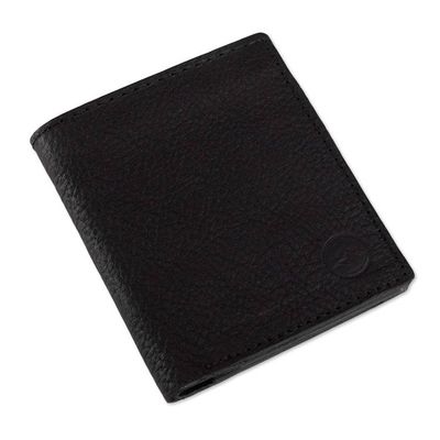 Alternate image for Handcrafted Onyx Black 100 Leather Bi-Fold Wallet for Men Classic Onyx