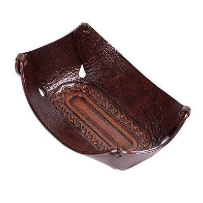 Alternate image for Peruvian Dark brown Hand Tooled Leather Catchall Lasso Labyrinth