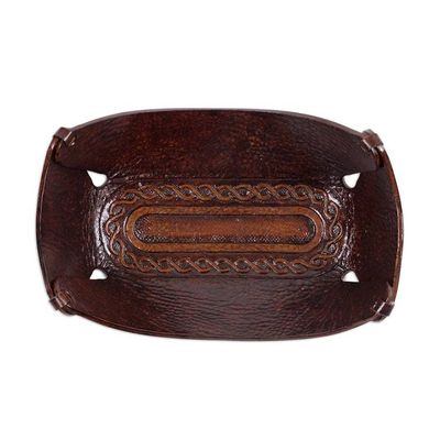 Alternate image for Peruvian Dark brown Hand Tooled Leather Catchall Lasso Labyrinth