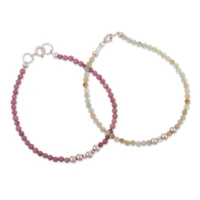 Alternate image for Set of 2 Natural Phosphosiderite and Opal Beaded Bracelets Sweet Mysticism