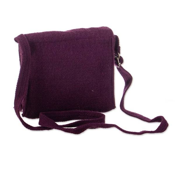 Alternate image for Hand-Woven  Embroidered Purple Sling Bag with Floral Accent Floral Traditions