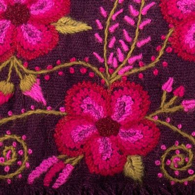 Alternate image for Hand-Woven  Embroidered Purple Sling Bag with Floral Accent Floral Traditions