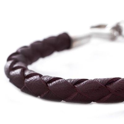 Alternate image for Leather with Fine Silver Braided Mens Bracelet Earth Elements