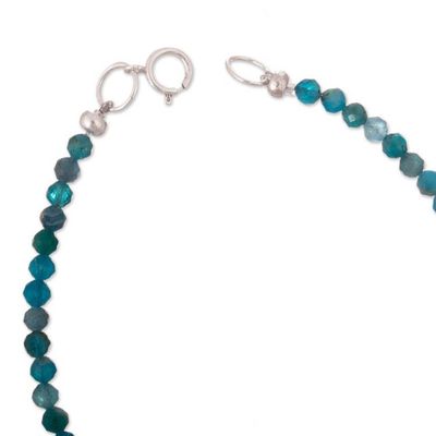 Alternate image for Pair of Amazonite Agate Silver Beaded Wristband Bracelets Sea Reflections
