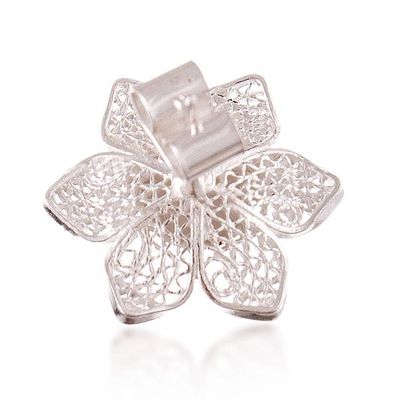 Alternate image for Sunflower-Shaped Sterling Silver Filigree Button Earrings Eternal Sunflower