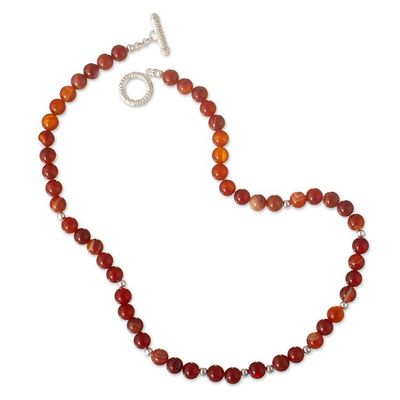 Alternate image for Sterling Silver and Natural Carnelian Beaded Necklace Carnelian Beauty