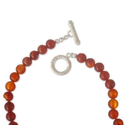 Alternate image for Sterling Silver and Natural Carnelian Beaded Necklace Carnelian Beauty