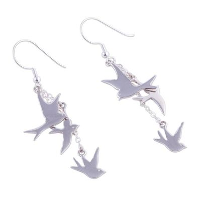 Alternate image for Sterling Silver Dove Dangle Earrings from Peru Nighttime Doves