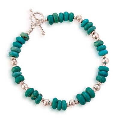 Alternate image for Handcrafted Natural Turquoise Silver Beaded Boho Bracelet Sacred Horizon
