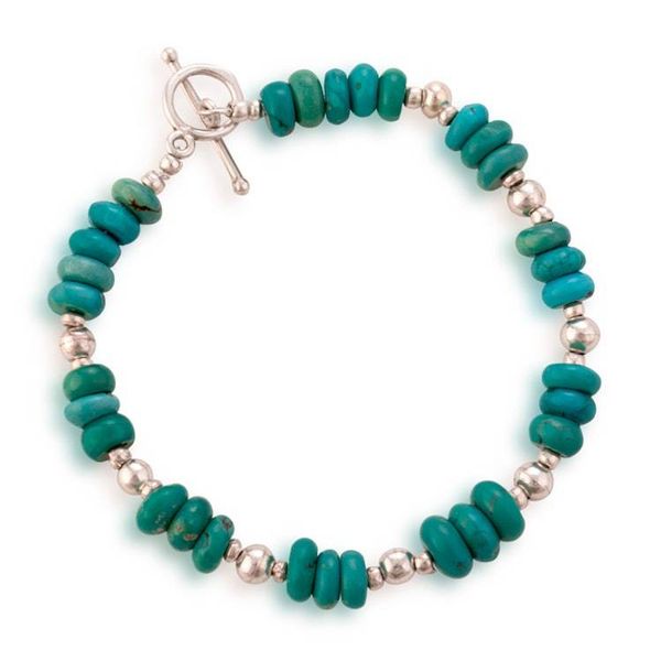 Alternate image for Handcrafted Natural Turquoise Silver Beaded Boho Bracelet Sacred Horizon