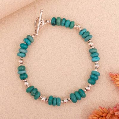 Alternate image for Handcrafted Natural Turquoise Silver Beaded Boho Bracelet Sacred Horizon