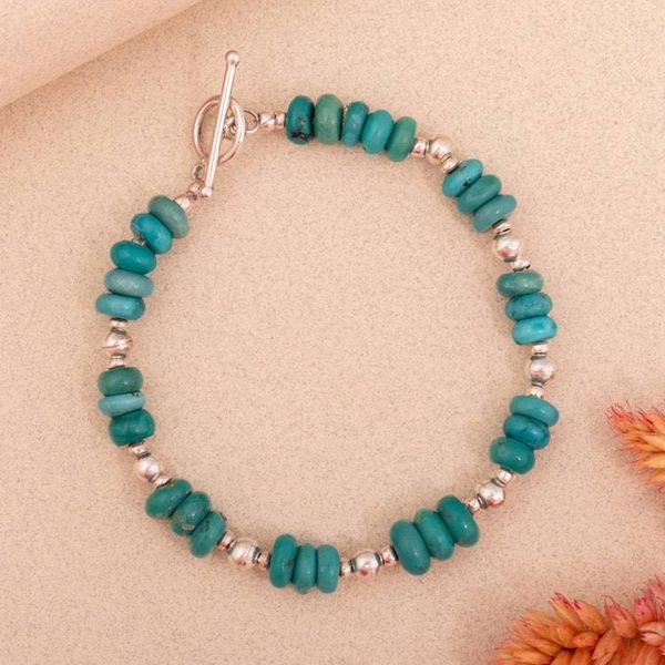 Alternate image for Handcrafted Natural Turquoise Silver Beaded Boho Bracelet Sacred Horizon