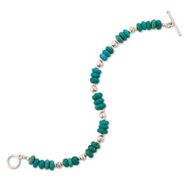 Alternate image for Handcrafted Natural Turquoise Silver Beaded Boho Bracelet Sacred Horizon