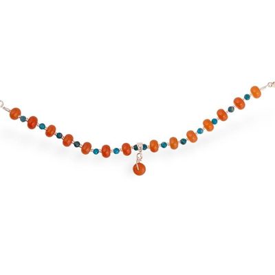 Alternate image for Carnelian Apatite Sterling Silver Beaded Pendant Bracelet Oceanic Dawn