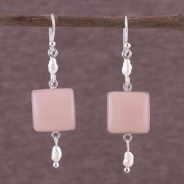 Alternate image for Unique Sterling Silver Dangle Opal Earrings Frosted