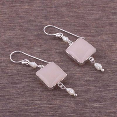 Alternate image for Unique Sterling Silver Dangle Opal Earrings Frosted