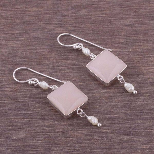 Alternate image for Unique Sterling Silver Dangle Opal Earrings Frosted