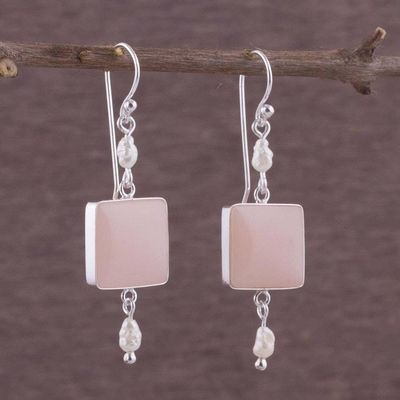 Alternate image for Unique Sterling Silver Dangle Opal Earrings Frosted