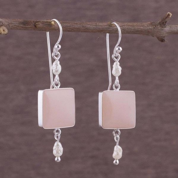 Alternate image for Unique Sterling Silver Dangle Opal Earrings Frosted