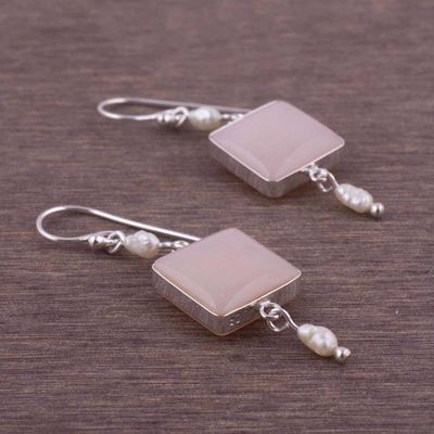Alternate image for Unique Sterling Silver Dangle Opal Earrings Frosted