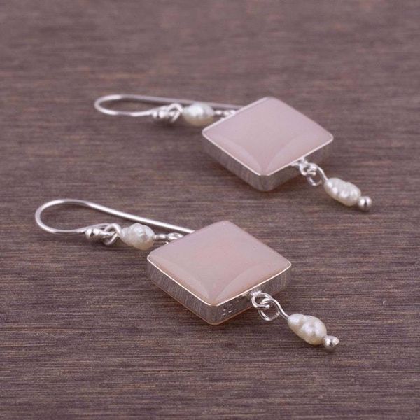Alternate image for Unique Sterling Silver Dangle Opal Earrings Frosted