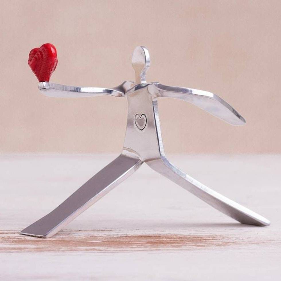 Aluminum Romantic Sculpture Handmade in Peru 'A Heart for Love'